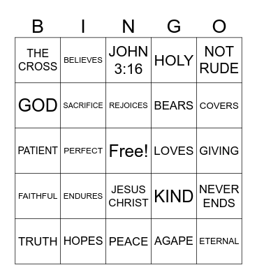 GOD'S LOVE GAVE US JESUS Bingo Card