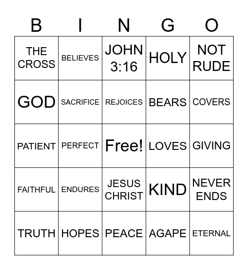 GOD'S LOVE GAVE US JESUS Bingo Card