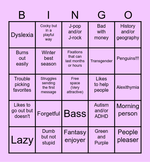 Aria Bingo Card