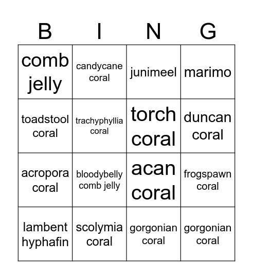 Eli & Dylan Bingo Card