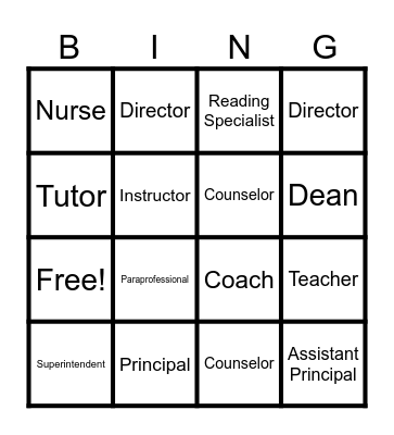 Careers in Education Bingo Card