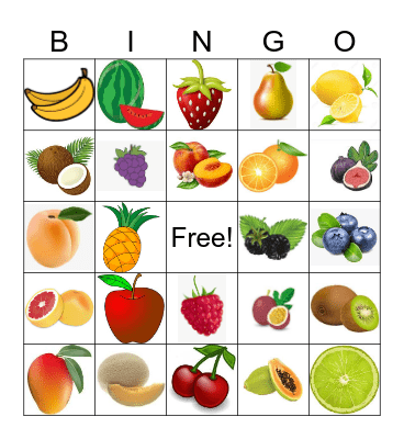 Fruit Bingo Card