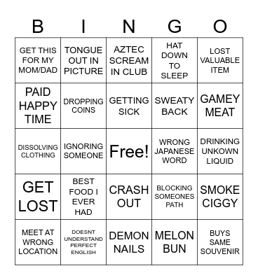 ADAM BINGO Card
