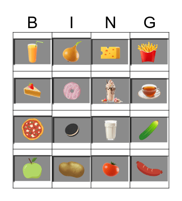 Food Bingo Card