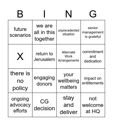 Wellbeing Call Bingo Card