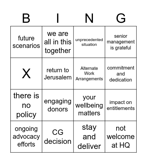 Wellbeing Call Bingo Card