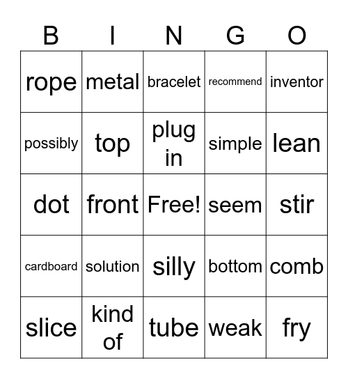 Unit 4 2gk Bingo Card