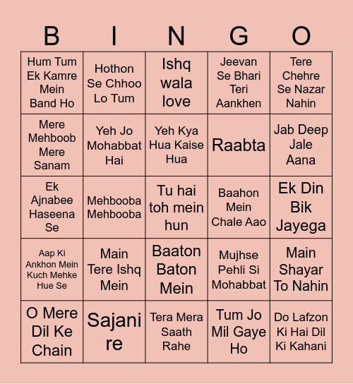 Valentine Bingo Card