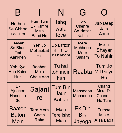 Valentine Bingo Card