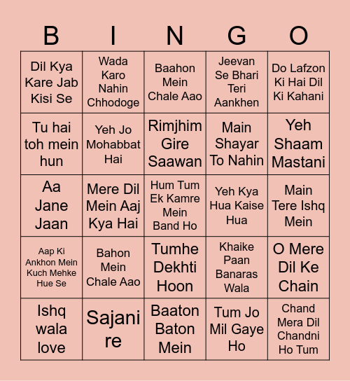 Valentine Bingo Card