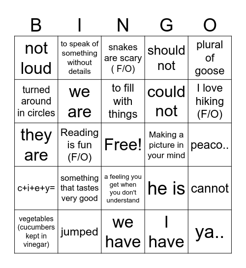 Week 1 G3 Bingo Card