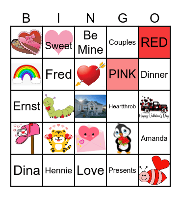 14/2/25 = Valentine + Friends Bingo Card
