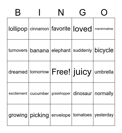 I Can Decode 3 Syllable Words! Bingo Card