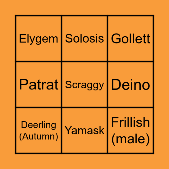 UNOVA GLOBAL SHINY BINGO (Autumn) Bingo Card