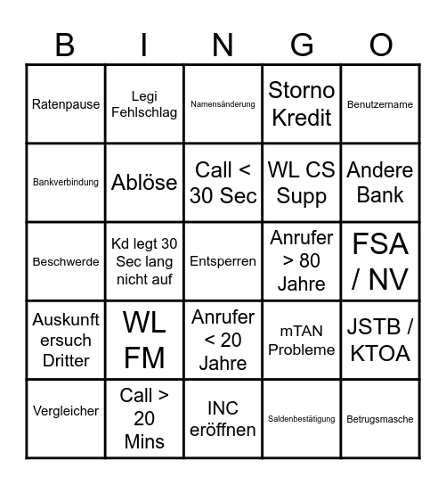 Hotline Bingo Card