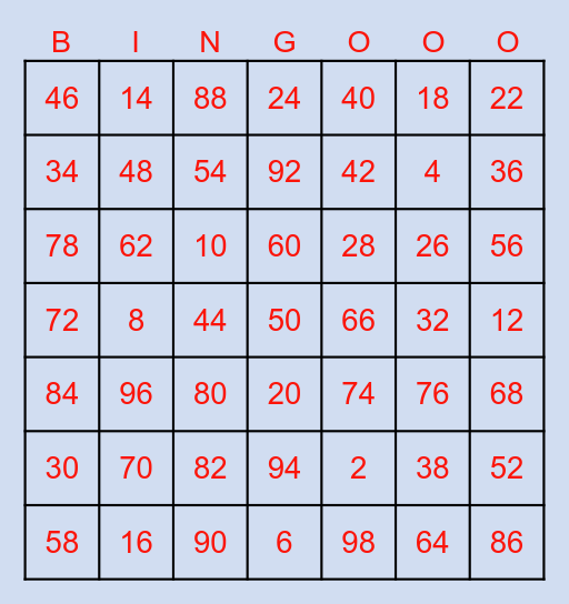 第二輪 Bingo Card