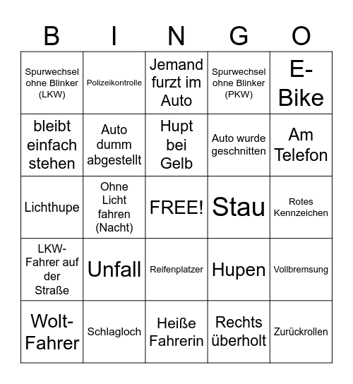 Israel-Auto-Bingo Card