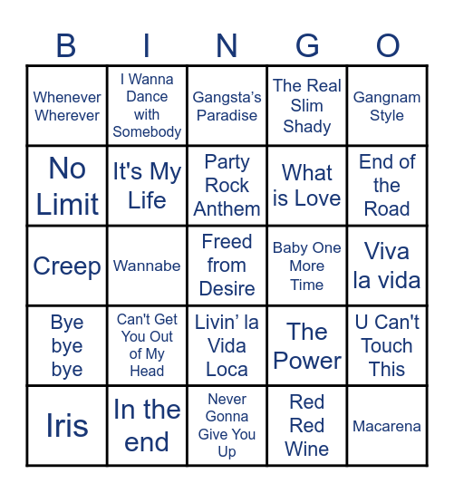 Swingo Bingo Card