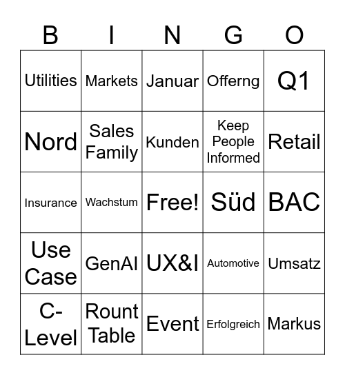 CC Family Sales Bingo Card