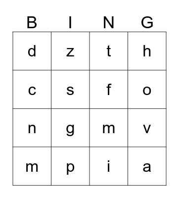 Letter Sounds Units 3 and 4 Bingo Card