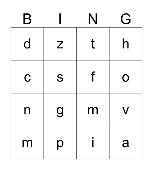 Letter Sounds Units 3 and 4 Bingo Card