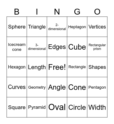 MATH-O! Bingo Card