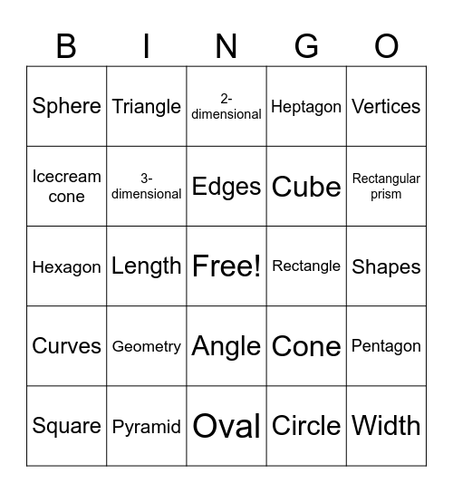 MATH-O! Bingo Card