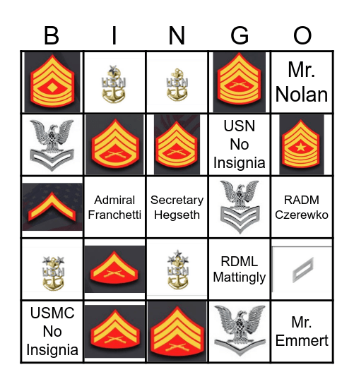 USN/USMC Enlisted + Bingo Card
