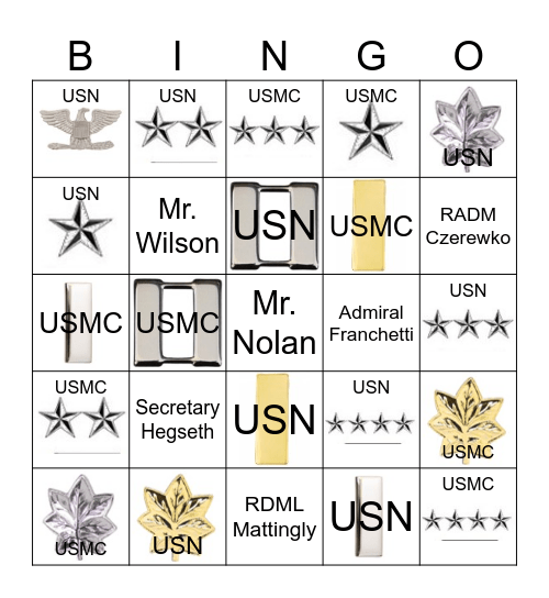 USN/USMC Officer Ranks + Bingo Card