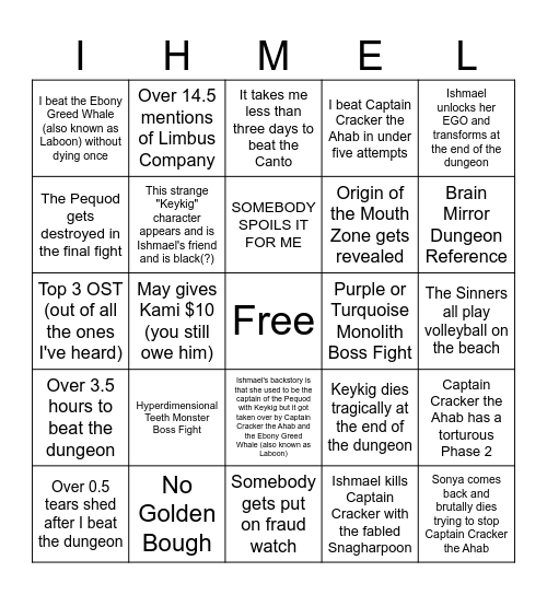CANTO 5 PREDICTIONS Bingo Card