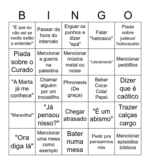 Fil Medieval Bingo Card