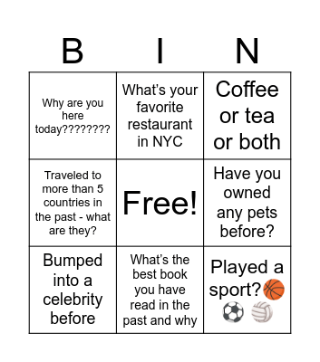 Village NYC 2/13 Bingo Card
