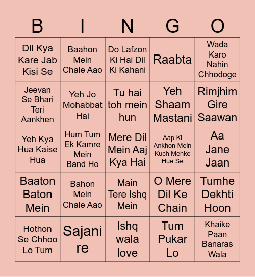Valentine Bingo Card