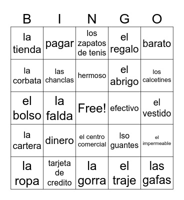 De compras Bingo Card