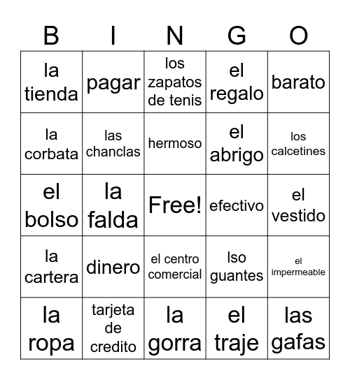 De compras Bingo Card