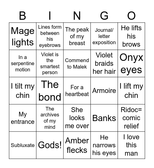 Onyx Storm Bingo Card