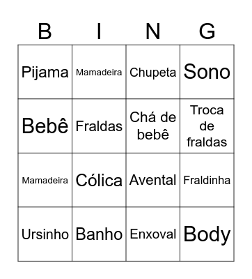 Bingo da Manuela Bingo Card