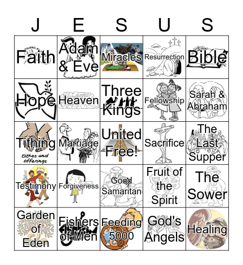 United Nursery - JESUS Bingo Card