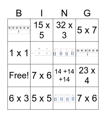 Multiplication Bingo Card