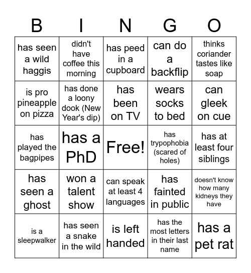 Find someone who Bingo Card