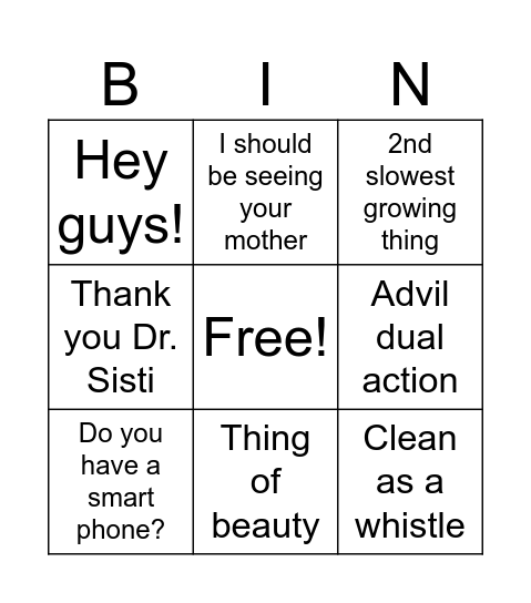 Untitled Bingo Card