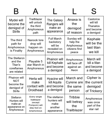 MARCUS AMPHOREOUS PREDICTIONS Bingo Card