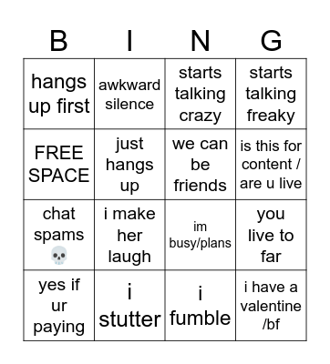 Rizzing Bingo Card