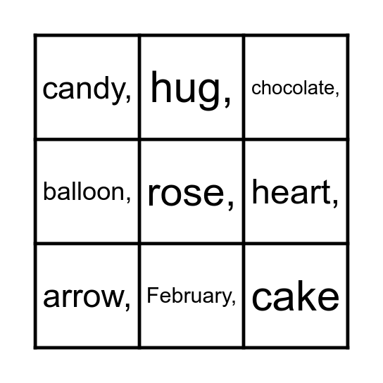 Valentine's Day Bingo Card