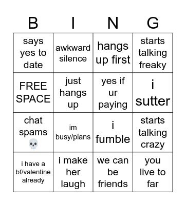 RIZZ BINGO Card