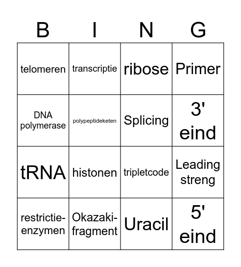 DNA Thema 10 BS 1 t/m 5 Bingo Card