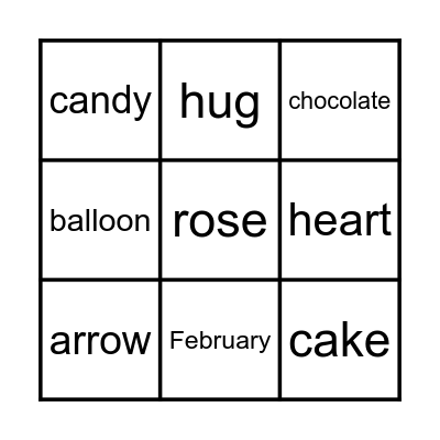 Valentine's Day Bingo Card