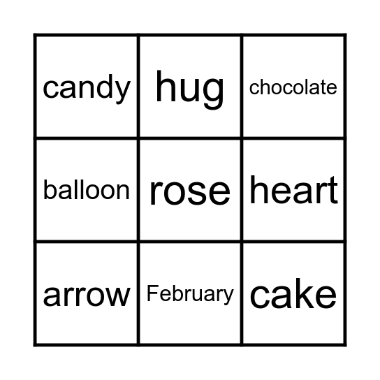 Valentine's Day Bingo Card