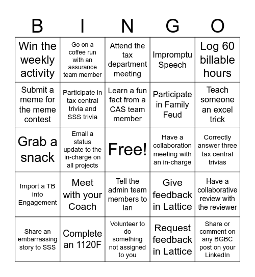 BGBC Bingo 2025 - Round 3 Bingo Card