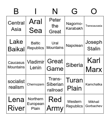 R and R Bingo Card